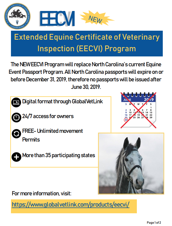 Health Certificates for Equines N C Cooperative Extension