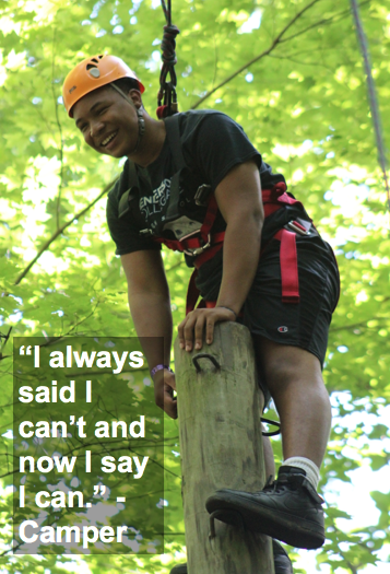 Camper on high ropes course: "I always said I can't and now I say I can."