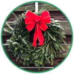 Traditional wreath with red bow