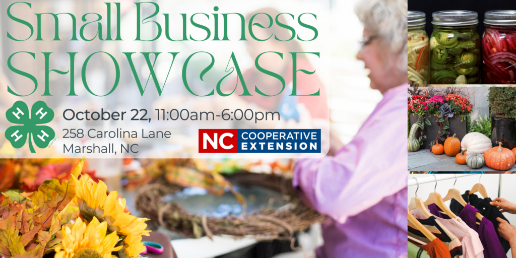 Small business showcase, with lady making wreaths, and other shopping displays