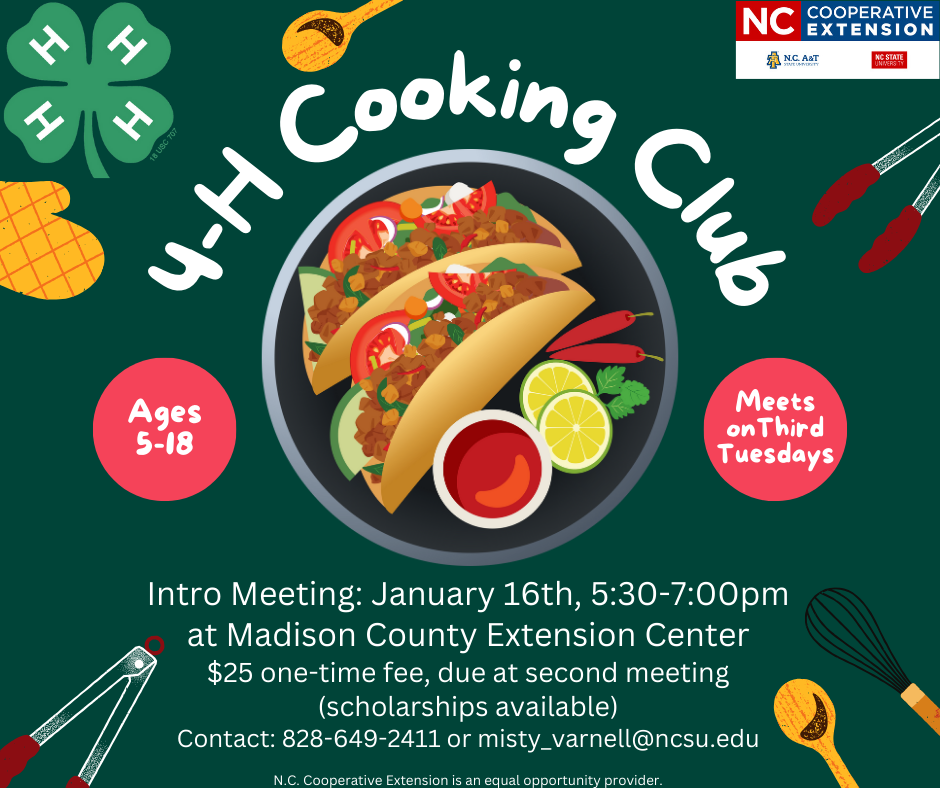 4-H cooking club flyer with bowl of food